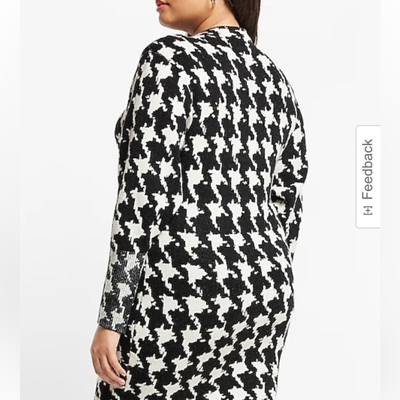 Express Houndstooth Print Mini Sweater Dress in Black & White - Picture 9 of 16